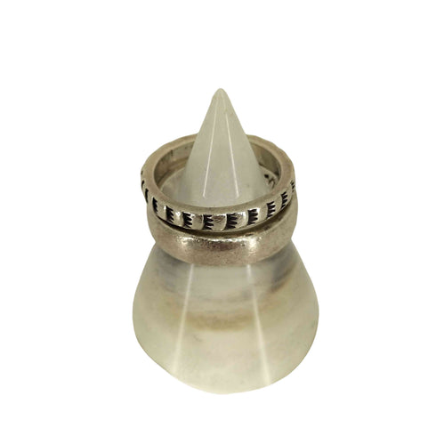 インディアンジュエリー INDIAN JEWELRY NAVAJO Stanley Parlker SV2連リング STERLING メンズ  8号